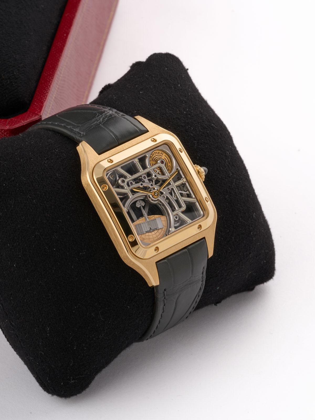 Santos-Dumont Micro-Rotor Skeleton Yellow Gold - WHSA0043