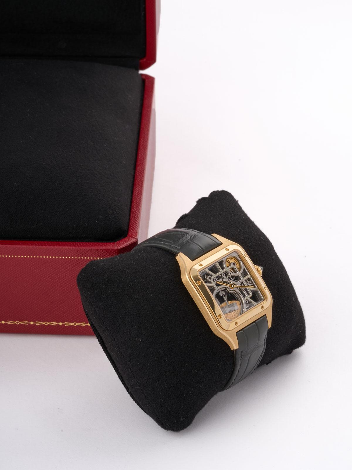 Santos-Dumont Micro-Rotor Skeleton Yellow Gold - WHSA0043
