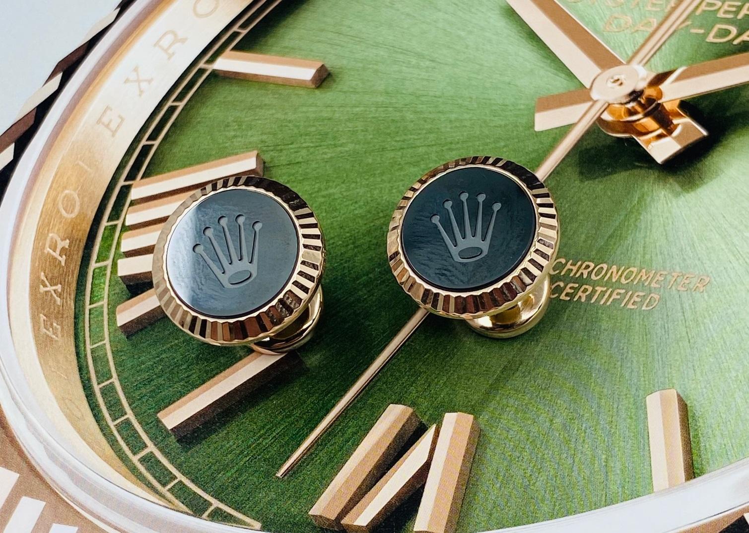 Cufflinks Pink Gold with Black Inlays - Ref. A1035