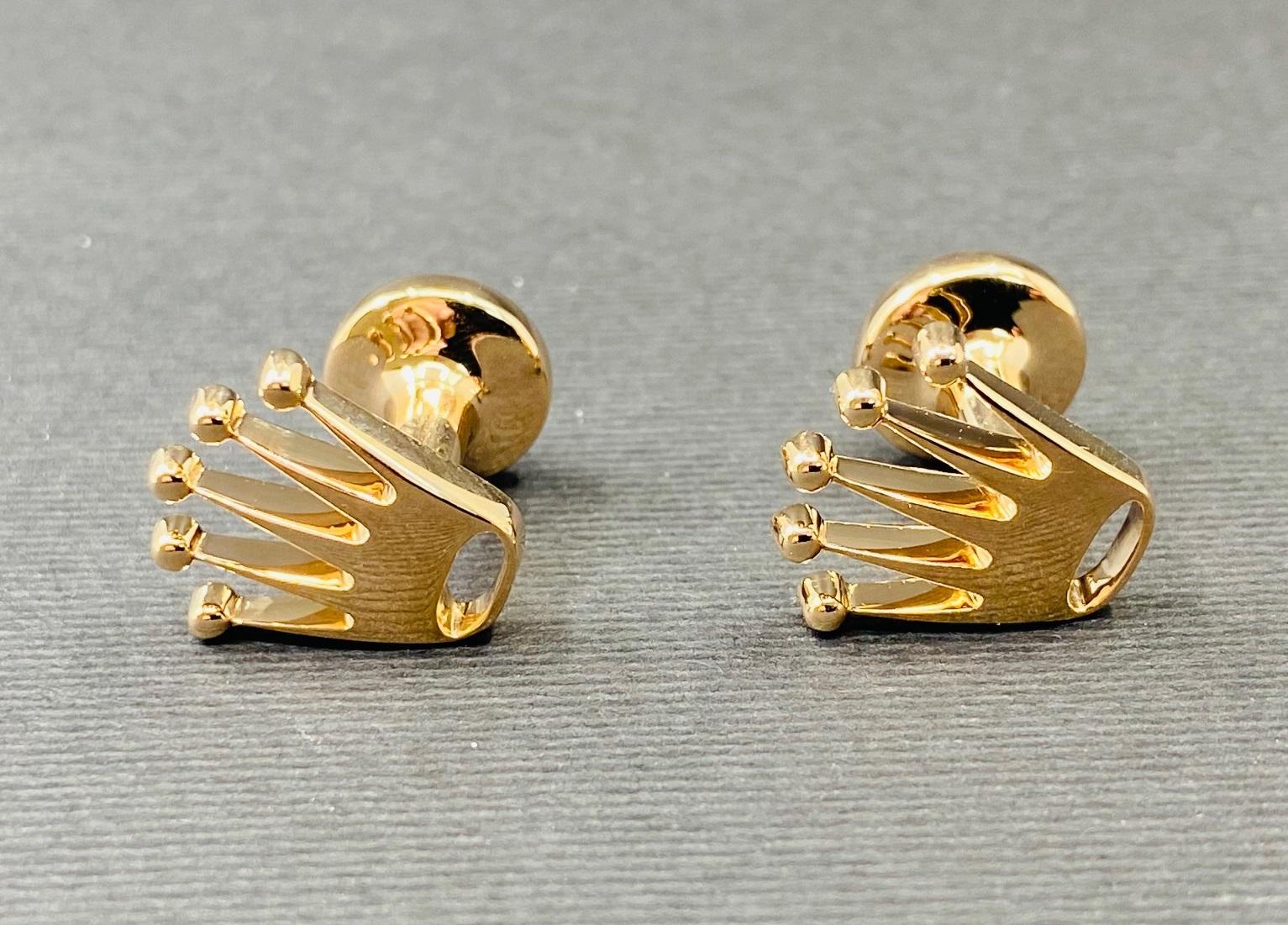 Crown-Style Cufflinks in Pink Gold - Ref. A1015