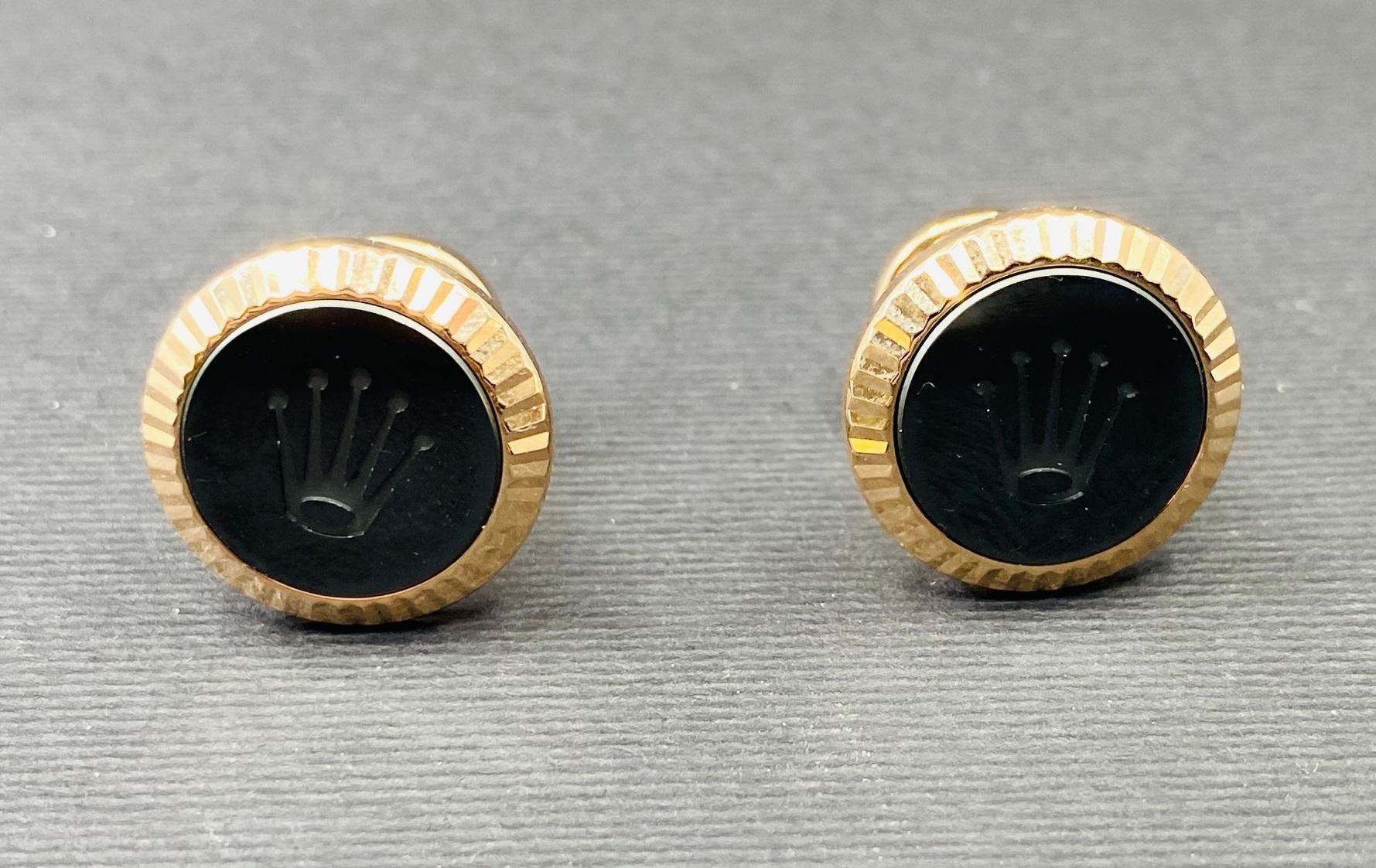 Cufflinks Pink Gold with Black Inlays - Ref. A1035