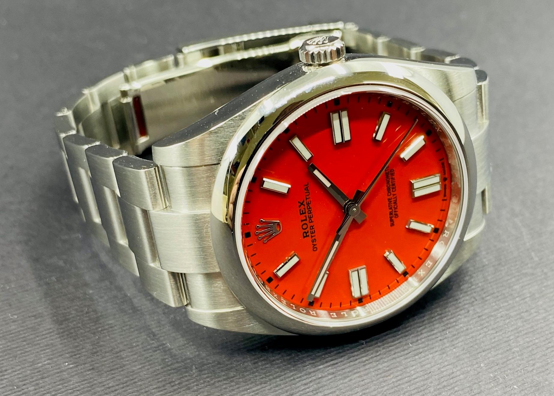 Oyster Perpetual Stainless Steel Red Dial - 124300