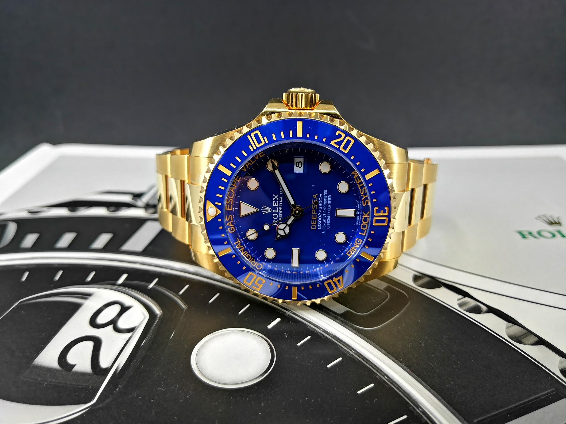 New 2024 Deepsea Yellow Gold Blue Dial Blue Cerachrom Bezel - 136668LB