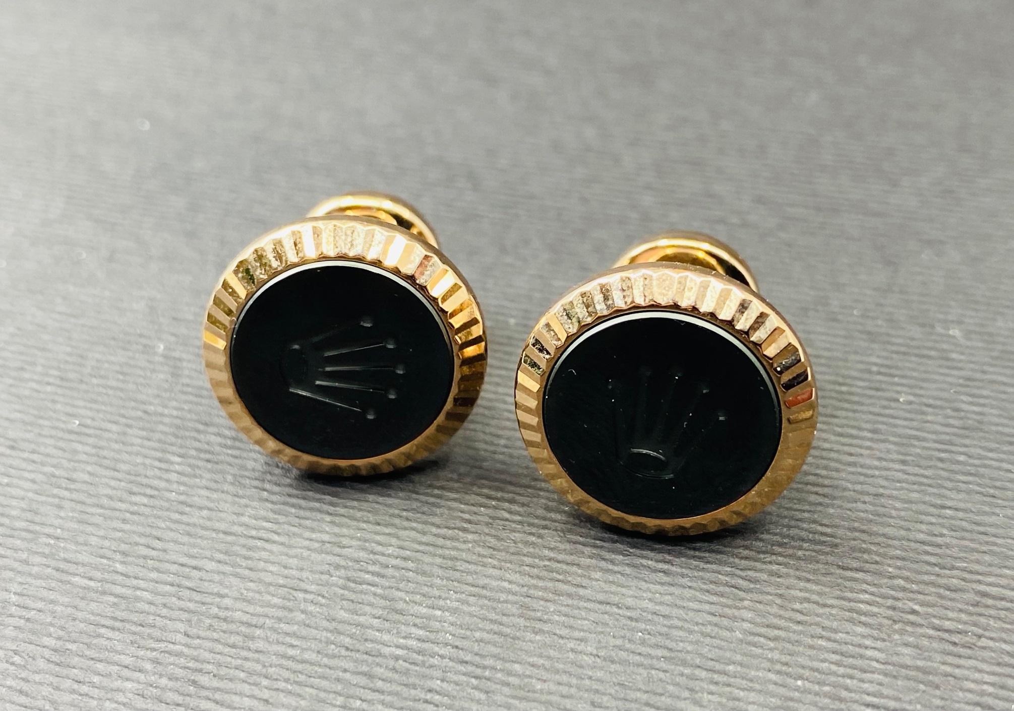 Cufflinks Pink Gold with Black Inlays - Ref. A1035