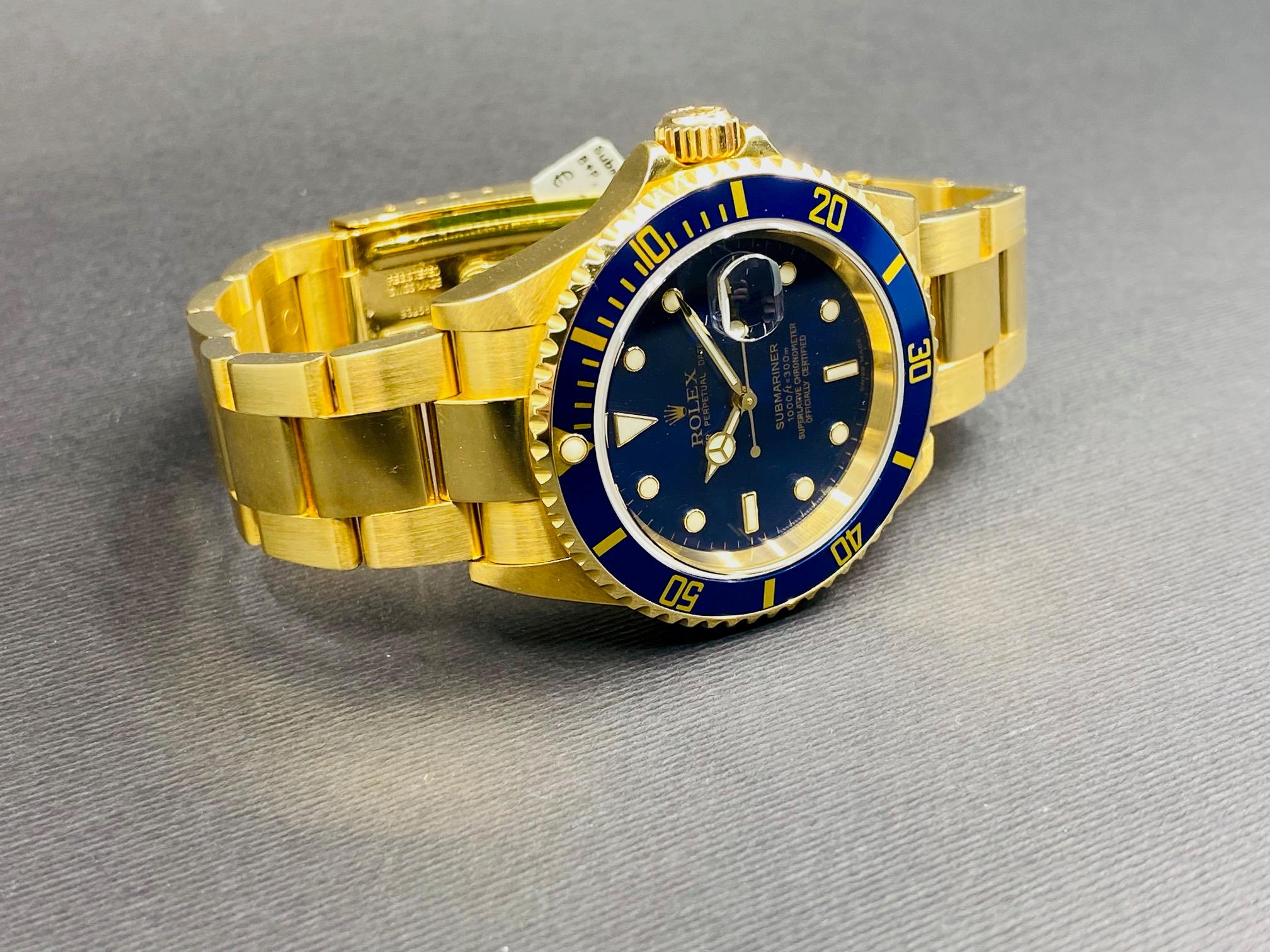 Oyster Perpetual Submariner Date Yellow Gold Blue Dial - 16618