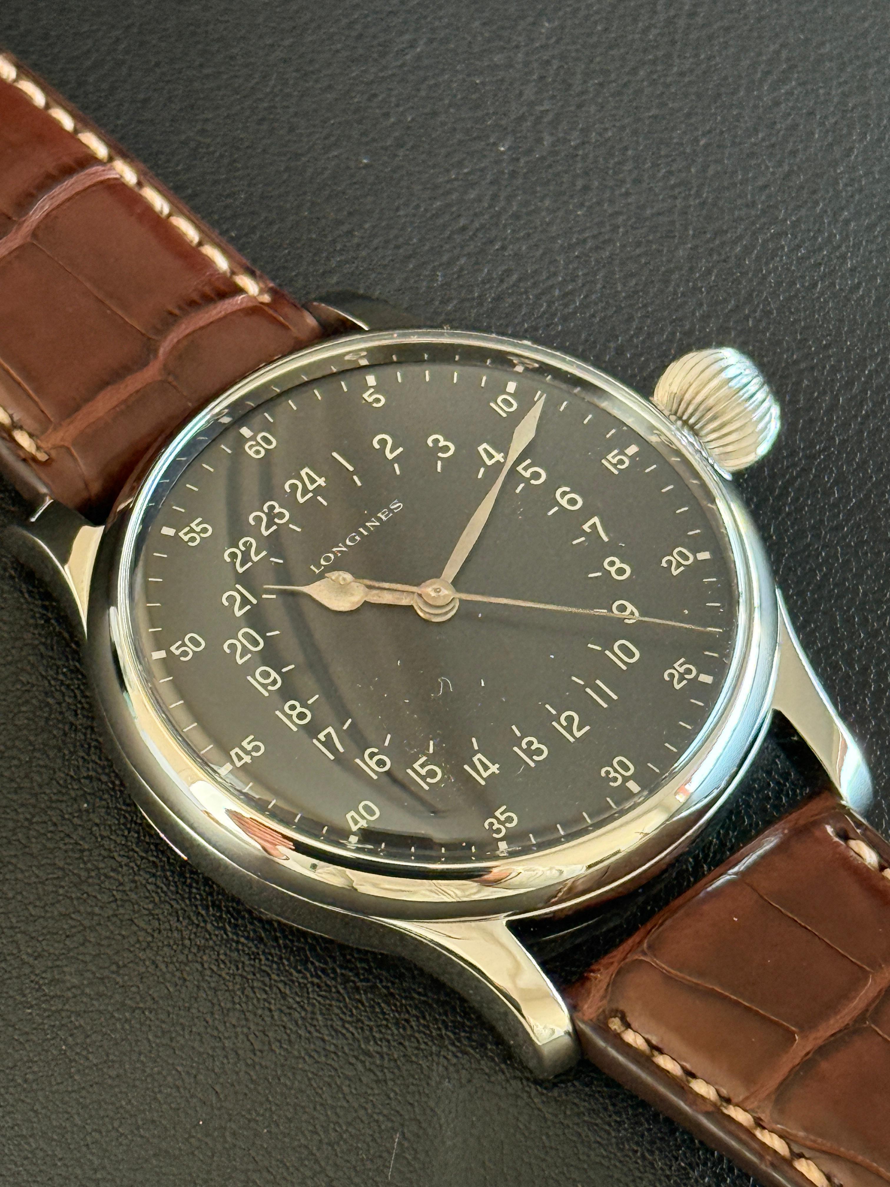 Swissair Vintage 24 Hrs. Pilot Watch Stainless Steel with Original Longines Caliber 37.9 S - 6630