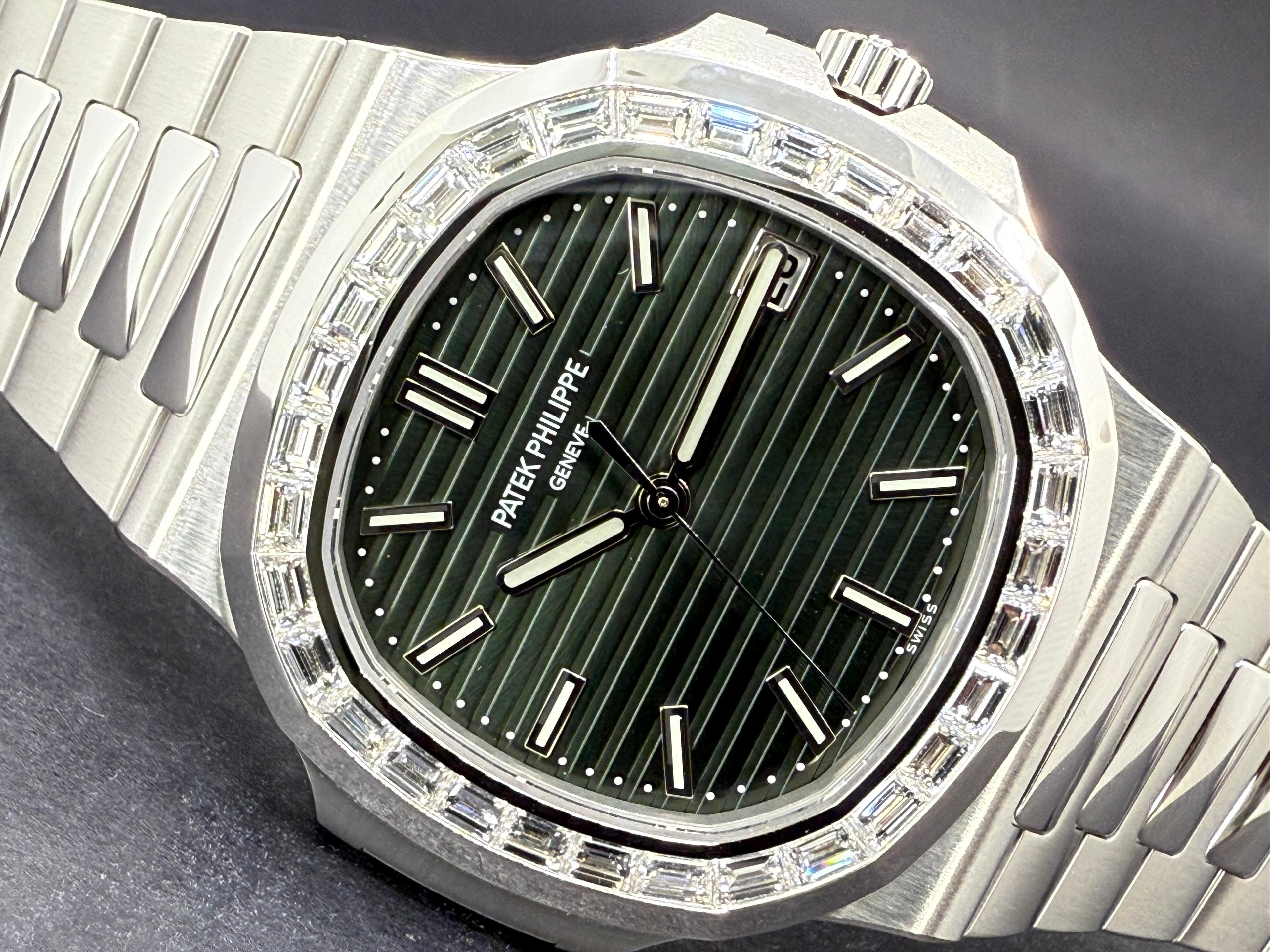 Nautilus Baguette Diamonds Steel Green Dial - 5711/1300A-001
