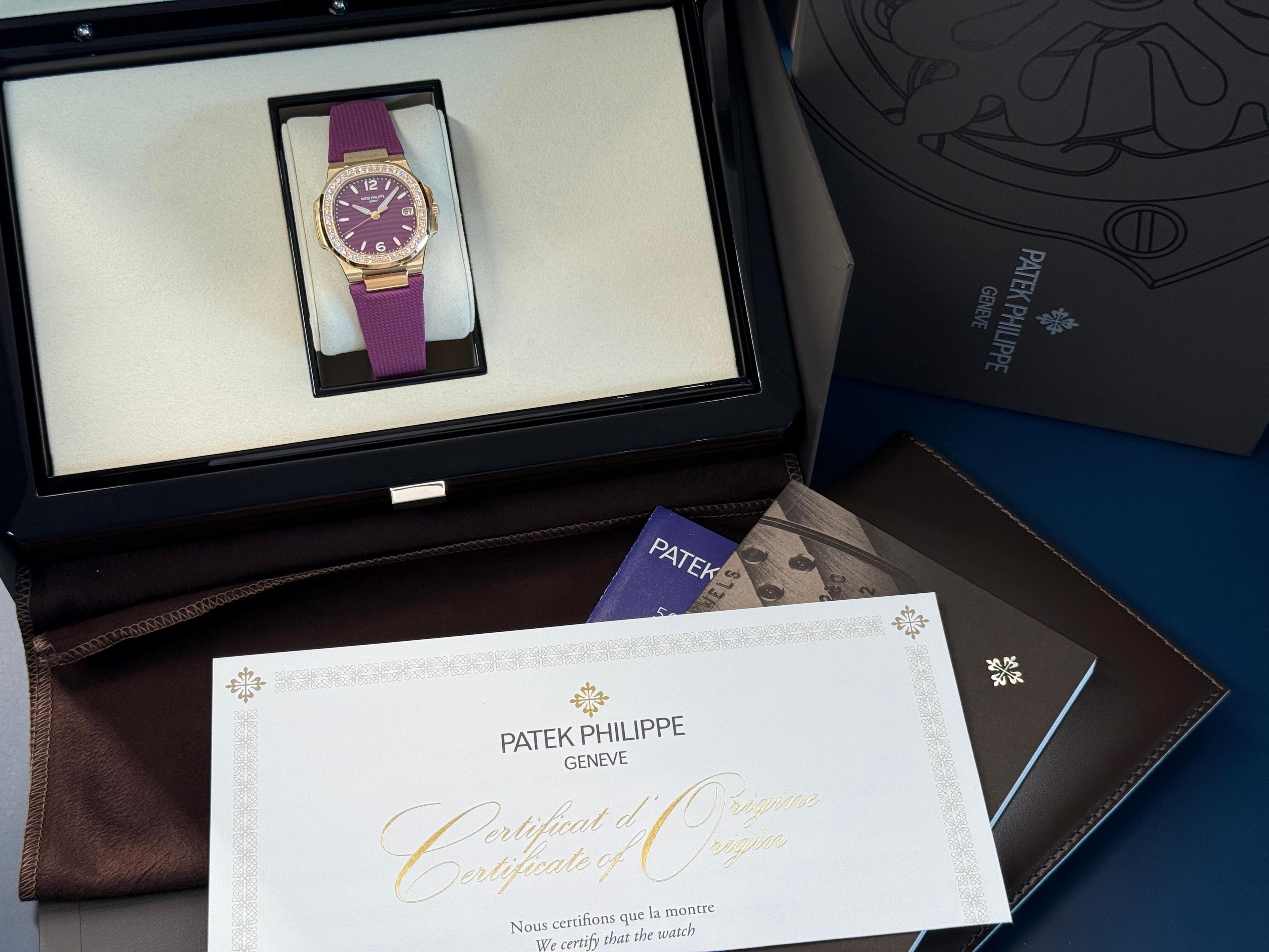 Nautilus Quartz Diamond Rose Gold Lacquered Purple Dial - 7010R-013 