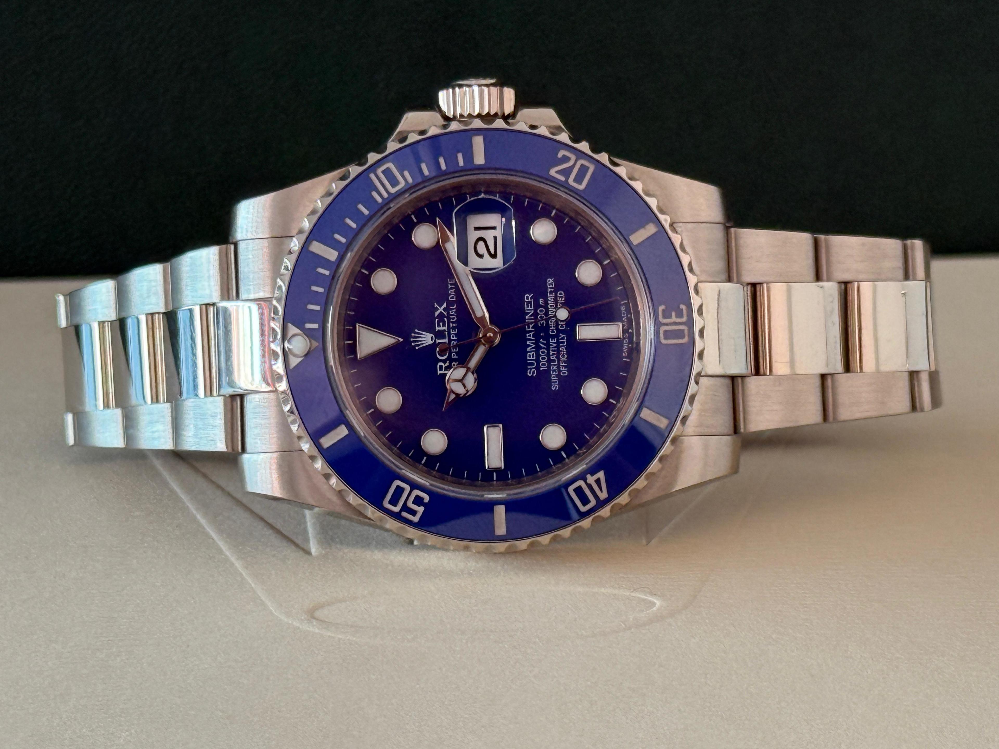 Submariner Oyster Perpetual Date White Gold  Blue Dial - 116619