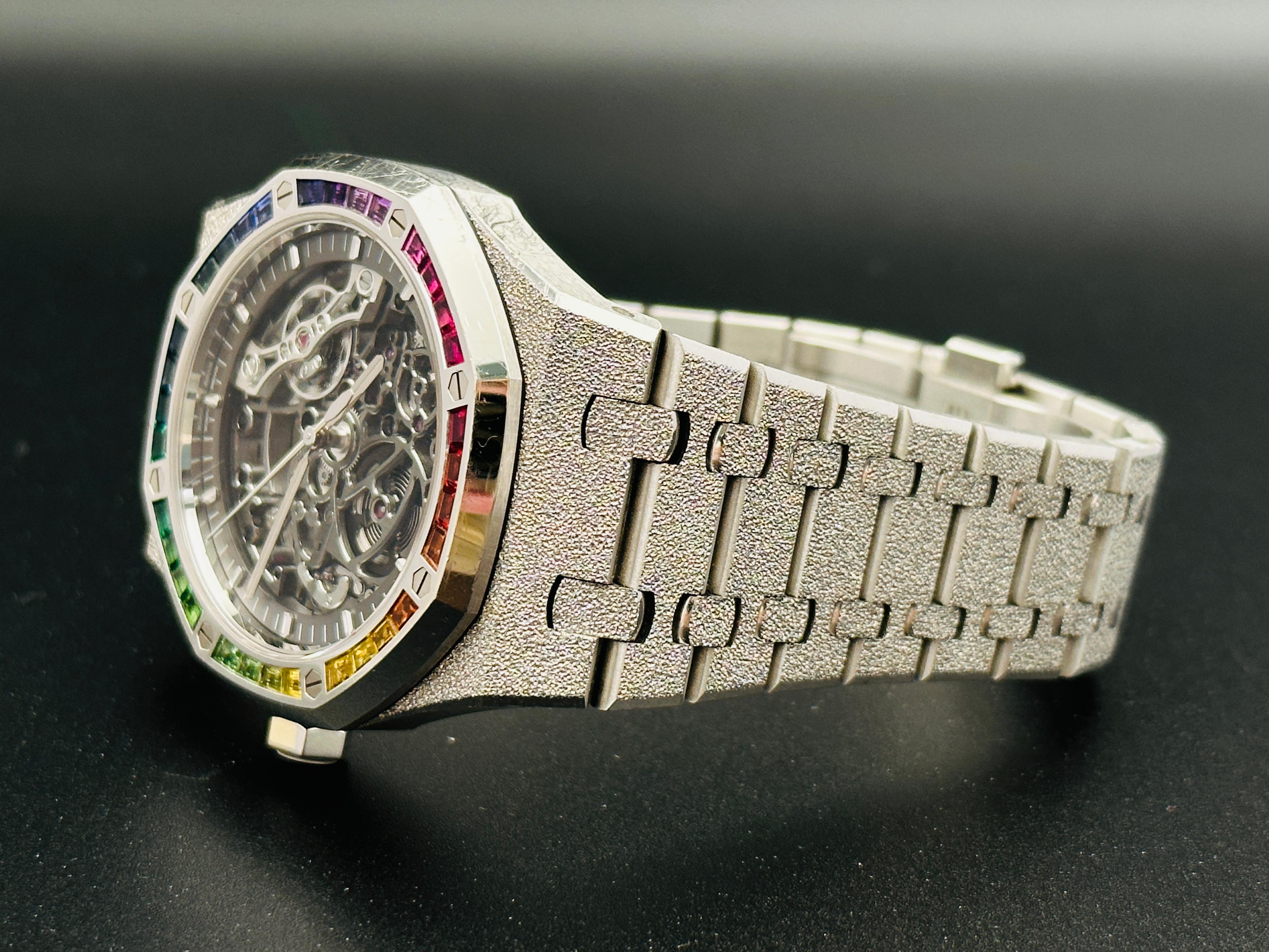 Royal Oak Double Balance Wheel Openworked "Rainbow" Frosted White Gold - 15412BC.YG.1224BC.03