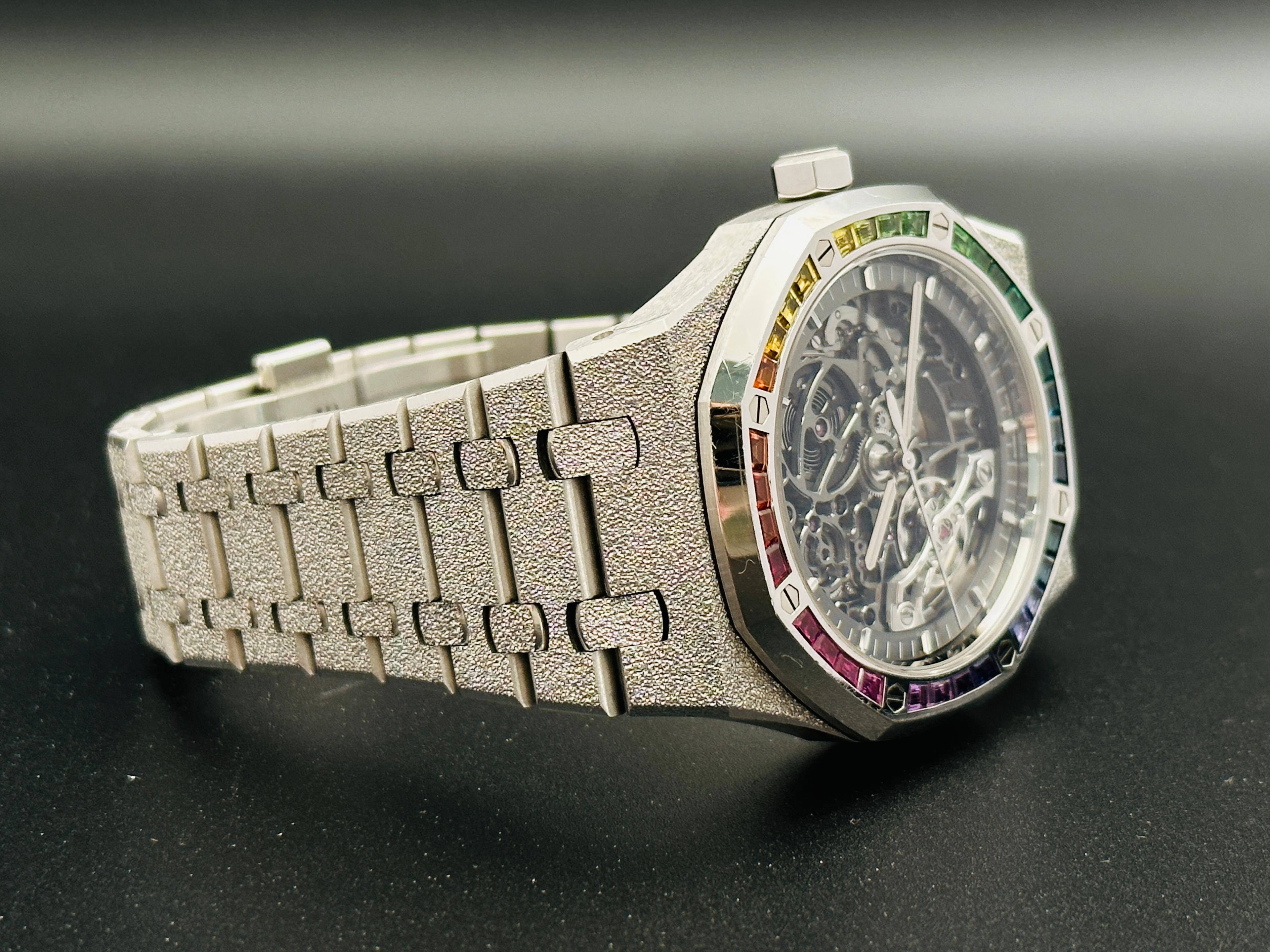 Royal Oak Double Balance Wheel Openworked "Rainbow" Frosted White Gold - 15412BC.YG.1224BC.03